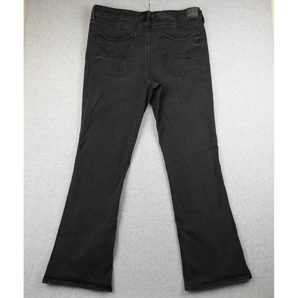 American Eagle Outfitters Womens Jeans Black Flare Bootcut Size 18 Long Distress